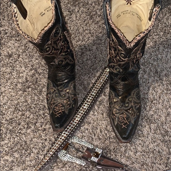 Corral boots and matching belt--LIKE NEW